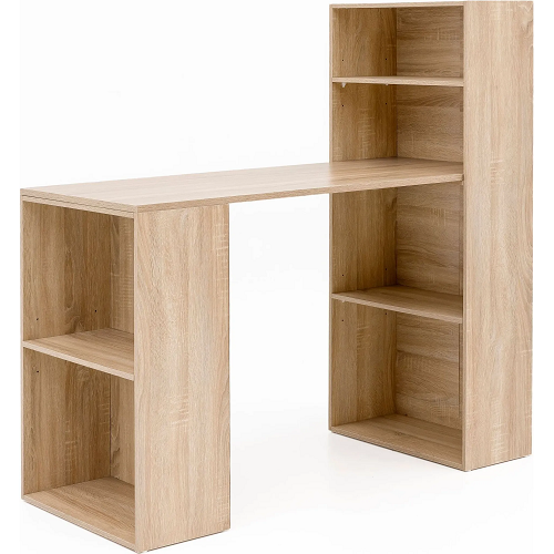 WOHNLING Schreibtisch WL5.693 mit Regal 120 x 120 x 53 cm Sonoma Holz Modern